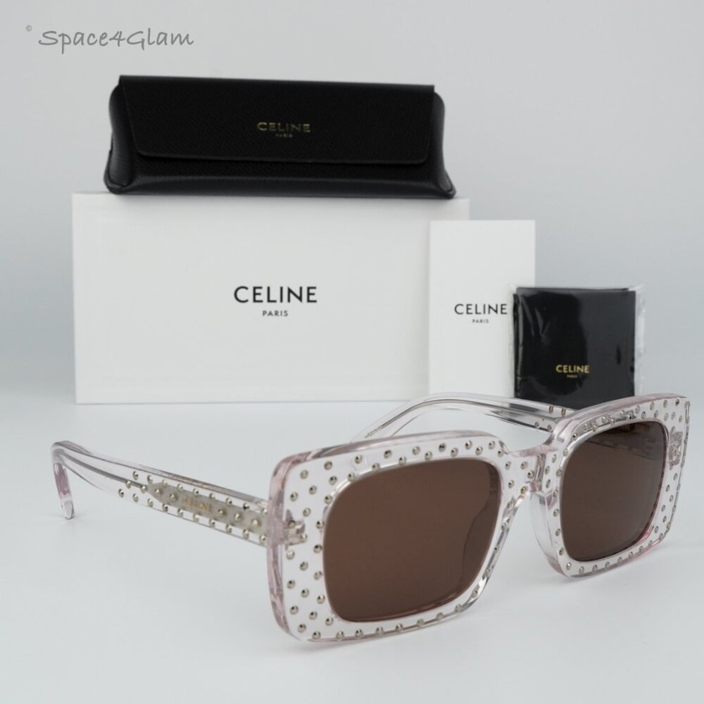 BRAND NEW Celine CL4213IS 27E ANIMATION XMAS Crystal Rectangle Women Sunglasses
